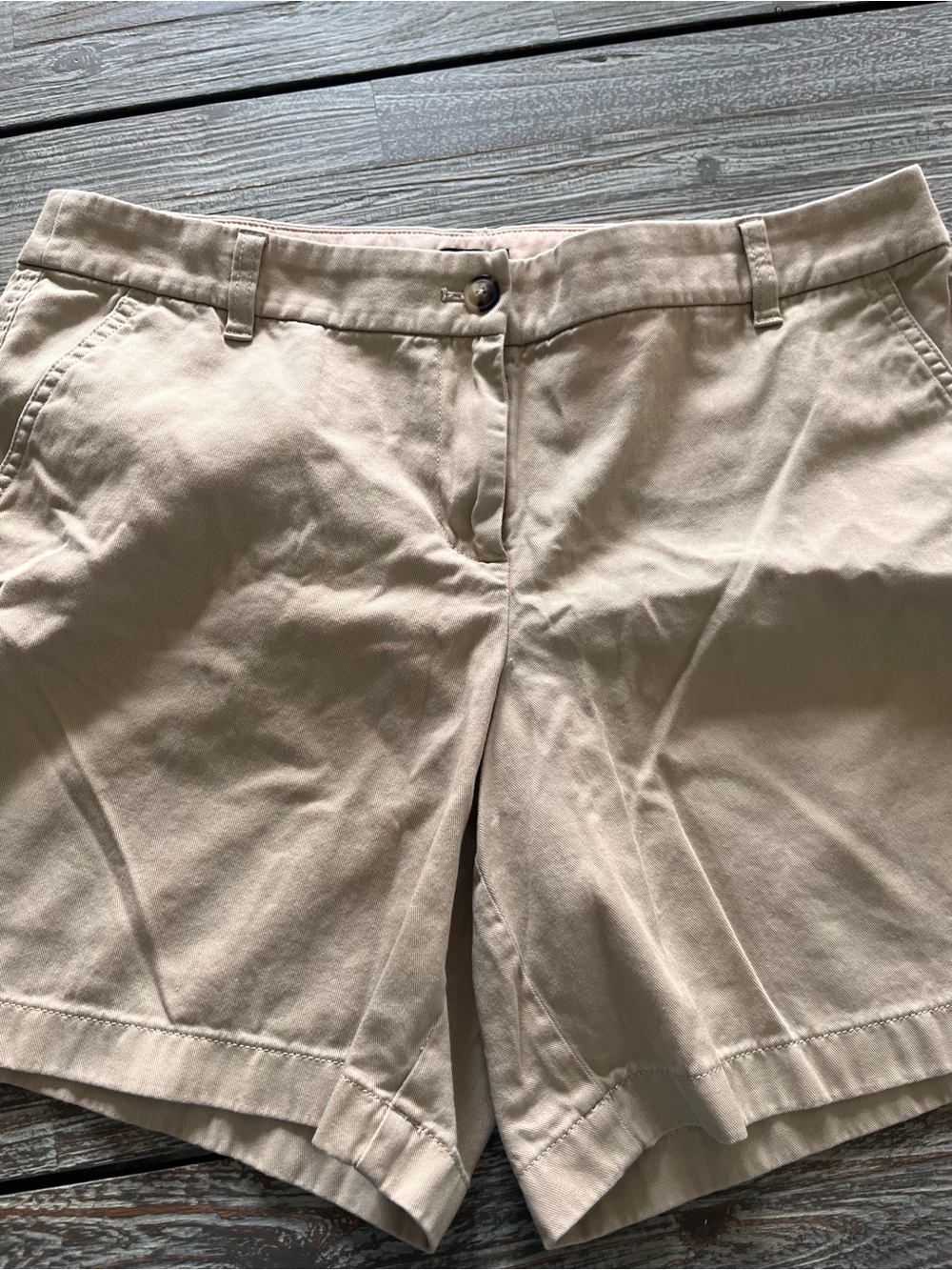 J CREW beige chino shorts, size 12.